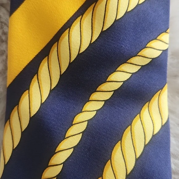 POLO Ralph Lauren navy+gold tie handmade silk nautical rope+stars neckwear - Picture 4 of 5